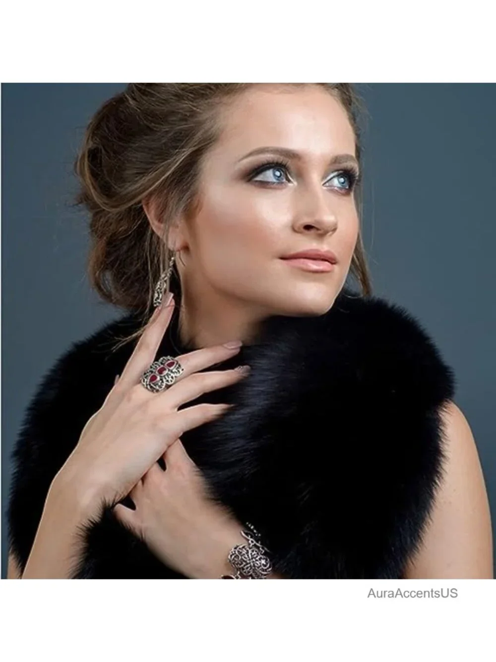 Faux Fur Collar Scarf Stole Winter Neck Warmer Fluffy Wrap Shawl